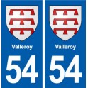 54 Valleroy blason autocollant plaque stickers ville