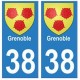 38 Grenoble blason autocollant plaque ville