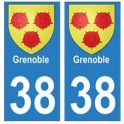 38 Grenoble blason autocollant plaque ville