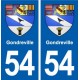 54 Gondreville blason autocollant plaque immatriculation stickers ville