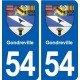 54 Gondreville blason autocollant plaque immatriculation stickers ville
