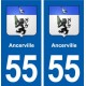 55 Ancerville blason autocollant plaque immatriculation stickers ville