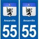 55 Ancerville blason autocollant plaque immatriculation stickers ville