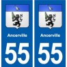 55 Ancerville blason autocollant plaque immatriculation stickers ville