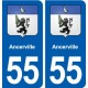 55 Ancerville blason autocollant plaque immatriculation stickers ville