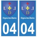 04 Digne-les-Bains, ciudad de la etiqueta engomada de la placa