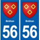 56 Bréhan blason autocollant plaque immatriculation stickers ville