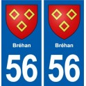56 Bréhan blason autocollant plaque immatriculation stickers ville