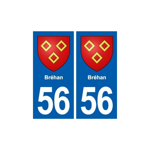 56 Bréhan blason autocollant plaque immatriculation stickers ville