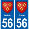 56 Bréhan blason autocollant plaque immatriculation stickers ville