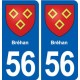 56 Bréhan blason autocollant plaque immatriculation stickers ville