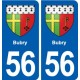 56 Bubry blason autocollant plaque immatriculation stickers ville