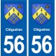 56 Surzur Cléguérec autocollant plaque immatriculation stickers ville