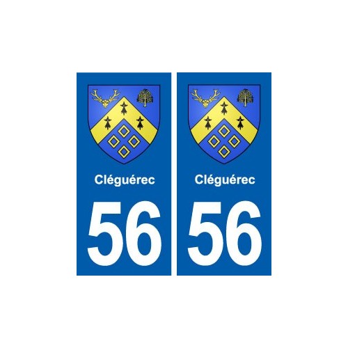 56 Surzur Cléguérec autocollant plaque immatriculation stickers ville