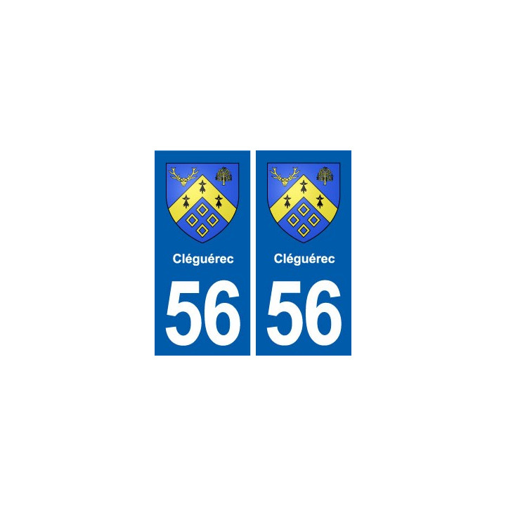 56 Surzur Cléguérec autocollant plaque immatriculation stickers ville