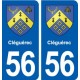 56 Surzur Cléguérec autocollant plaque immatriculation stickers ville