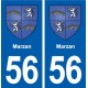 56 Marzan blason autocollant plaque immatriculation stickers ville