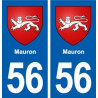 56 Mauron blason autocollant plaque immatriculation stickers ville