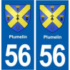 56 Plumelin blason autocollant plaque immatriculation stickers ville
