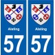57 Alsting blason autocollant plaque immatriculation stickers ville