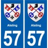57 Alsting blason autocollant plaque immatriculation stickers ville