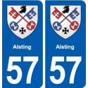 57 Alsting blason autocollant plaque immatriculation stickers ville