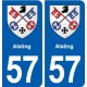 57 Alsting blason autocollant plaque immatriculation stickers ville