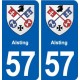 57 Alsting blason autocollant plaque immatriculation stickers ville