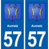 57 Aumetz blason autocollant plaque immatriculation stickers ville