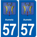 57 Aumetz blason autocollant plaque immatriculation stickers ville