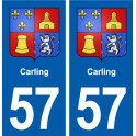 57 Carling blason autocollant plaque immatriculation stickers ville
