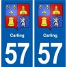 57 Carling blason autocollant plaque immatriculation stickers ville