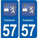 57 Cocheren blason autocollant plaque immatriculation stickers ville