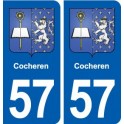 57 Cocheren blason autocollant plaque immatriculation stickers ville