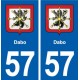 57 Dabo blason autocollant plaque immatriculation stickers ville