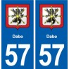 57 Dabo blason autocollant plaque immatriculation stickers ville