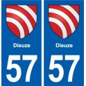 57 Dieuze blason autocollant plaque immatriculation stickers ville