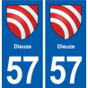 57 Dieuze blason autocollant plaque immatriculation stickers ville