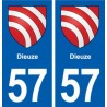 57 Dieuze blason autocollant plaque immatriculation stickers ville