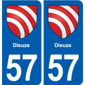 57 Dieuze blason autocollant plaque immatriculation stickers ville