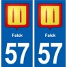 57 Falck blason autocollant plaque immatriculation stickers ville