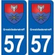 57 Grosbliederstroff blason autocollant plaque immatriculation stickers ville