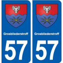 57 Grosbliederstroff blason autocollant plaque immatriculation stickers ville