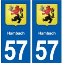 57 Hambach blason autocollant plaque immatriculation stickers ville