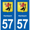 57 Hambach blason autocollant plaque immatriculation stickers ville