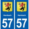 57 Hambach blason autocollant plaque immatriculation stickers ville