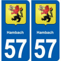 57 Hambach blason autocollant plaque immatriculation stickers ville