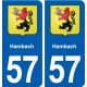 57 Hambach blason autocollant plaque immatriculation stickers ville