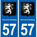 57 Ham-sous-Varsberg blason autocollant plaque immatriculation stickers ville