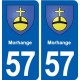 57 Morhange blason autocollant plaque immatriculation stickers ville